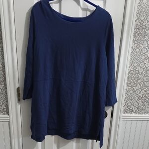 J. Jill Ponte Tunic Blue 3/4 Sleeves Size XL